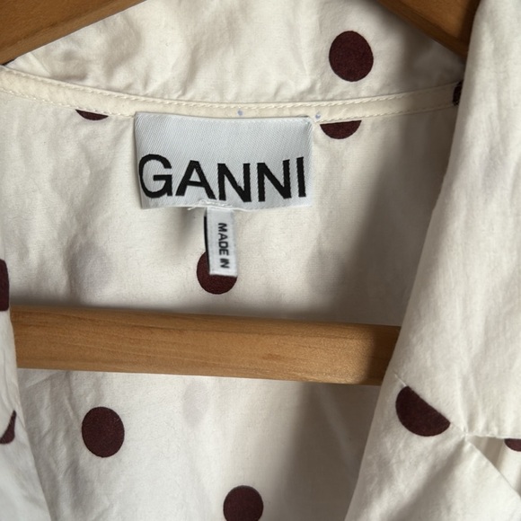 GANNI Polka-Dot Poplin Wrap Shirt L/XL - Picture 8 of 14